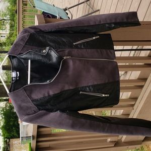 Divided faux leather jacket